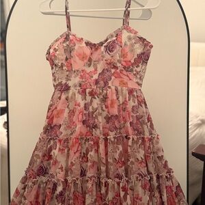 Francesca's Collections Pink and Purple Floral Dress